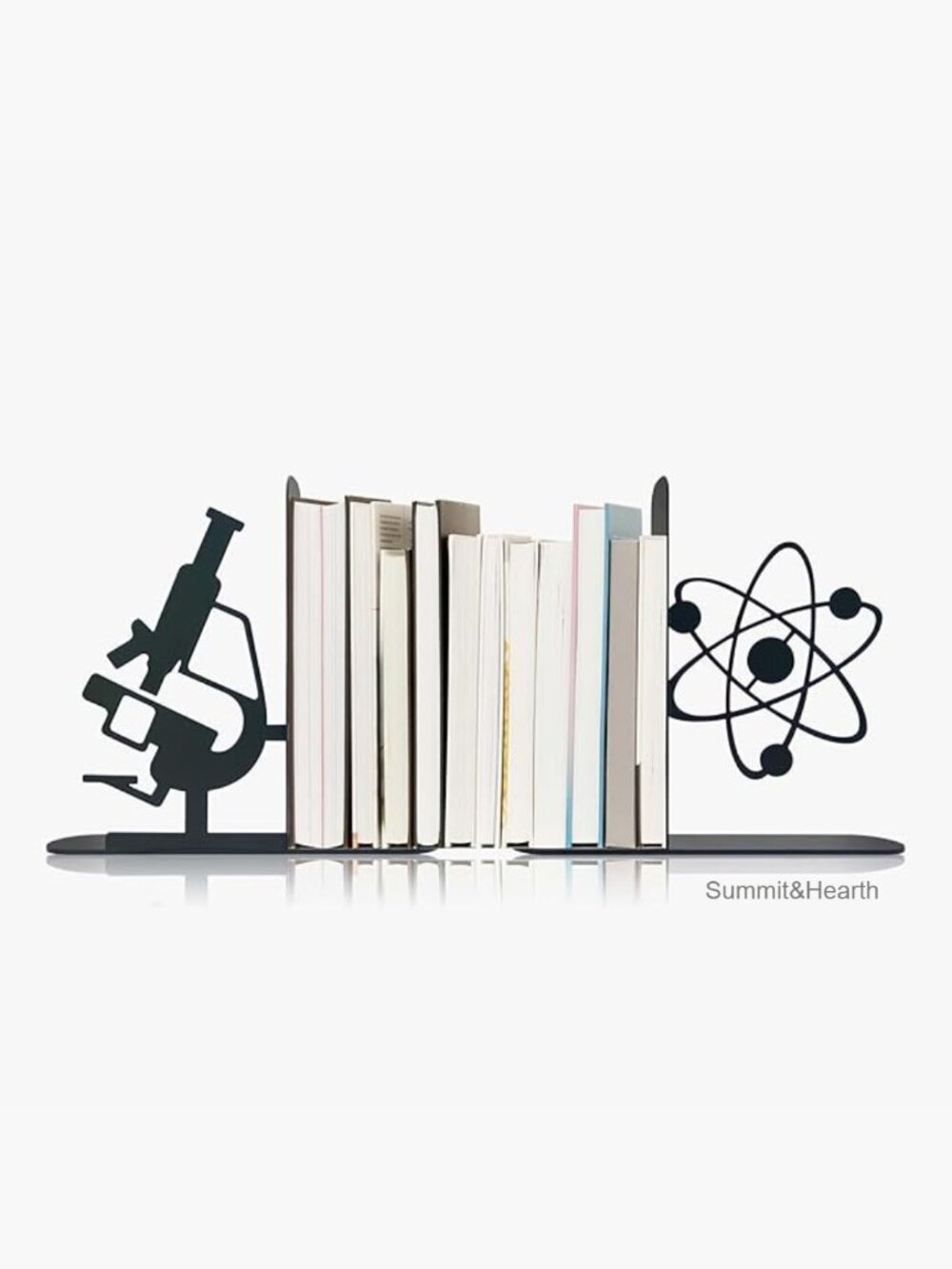 Science Metal Bookends Atom Microscope Decor Bookshelf Home Study Room
